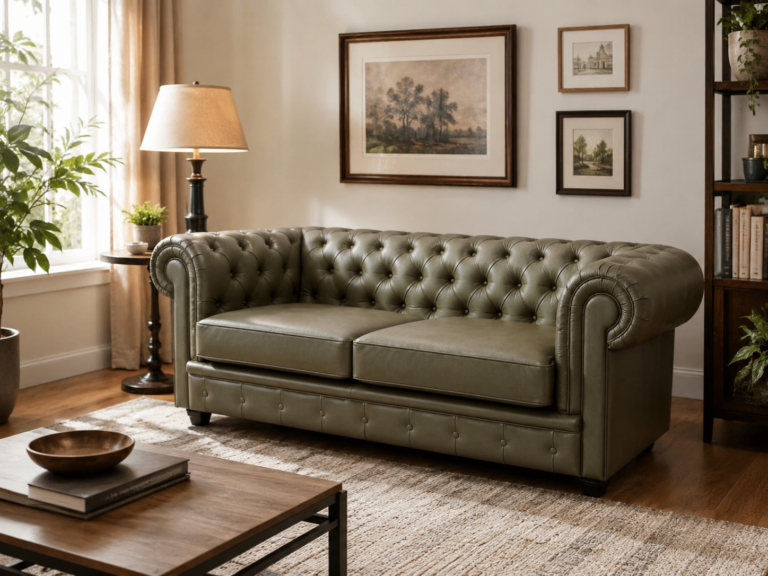 Sofa Chesterfield 3 osobowa skóra naturalna