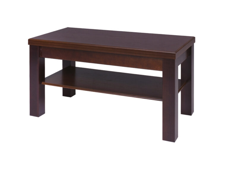 Ława 100x60 cm z blatem z płyty MDF pokrytej fornirem w kolorze ciemny orzech