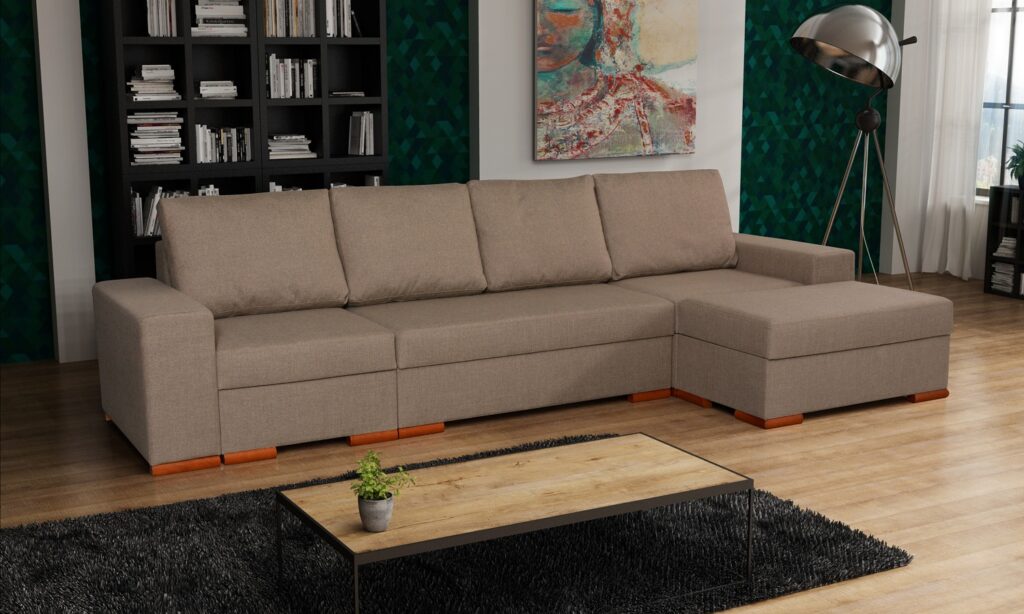 Narożnik rozkładany Massimo ZF1 z tkaniną do wyboru, nowoczesny i komfortowy mebel z pojemnikami na pościel