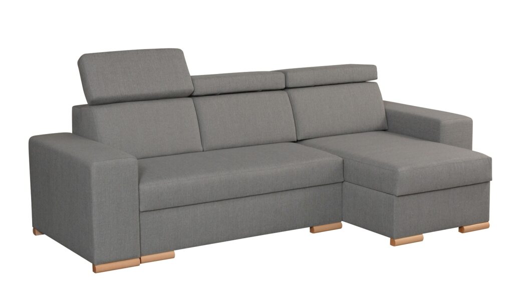 Narożnik rozkładany Soprano Z1 z ruchomymi zagłówkami i pojemnikami na pościel w nowoczesnym wnętrzu