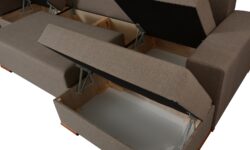 Narożnik rozkładany Soprano ZF1 z ruchomymi zagłówkami i pojemnikami na pościel w nowoczesnym wnętrzu