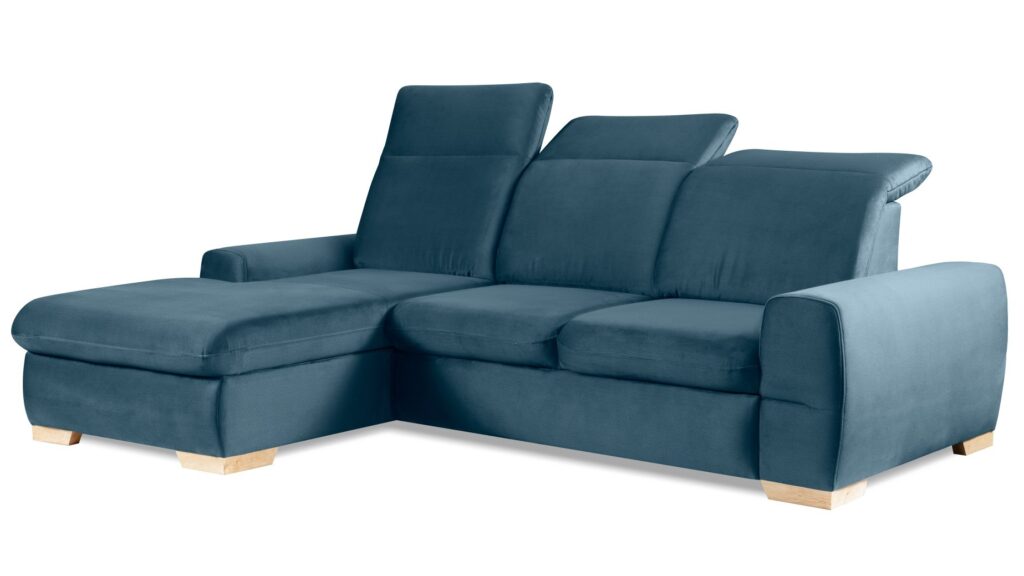 Narożnik rozkładany Senso w tkaninie Element-12, nowoczesny mebel do salonu z funkcją spania i pojemnikiem na pościel