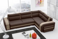 Narożnik rozkładany Assan w tkaninie Inari-100, prawostronny, nowoczesny design do salonu