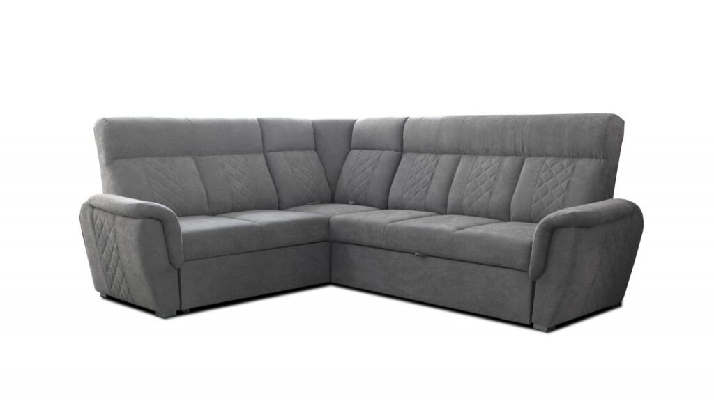 Narożnik rozkładany Boston III-R-II w nowoczesnym salonie z funkcją spania i pojemnikiem na pościel