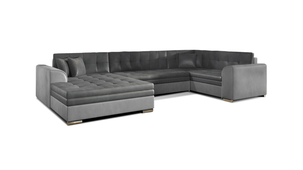 Narożnik rozkładany Damario w tkaninie Monolith z funkcją spania i pojemnikiem na pościel