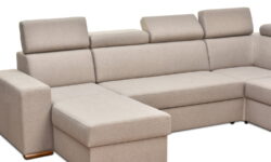 Narożna sofa FENIX M25 z regulowanymi zagłówkami, funkcją spania, pojemnikami, barem i portem USB
