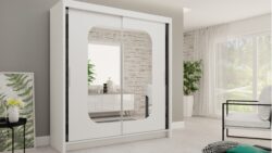 Szafa przesuwna Marika 120 z lustrem, nowoczesny design, biały kolor, wysoka jakość płyty laminowanej