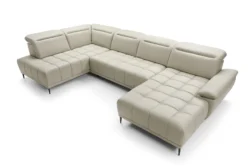 Nowoczesna sofa Focus XL w jasnoszarym kolorze na tle stylowego wnętrza