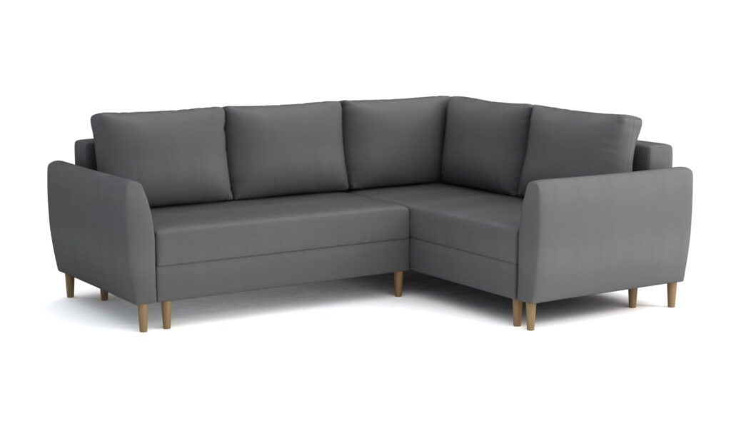 Narożnik rozkładany Ibis H1 w tkaninie Casablanca-2314 z pojemnikami na pościel i poduszkami