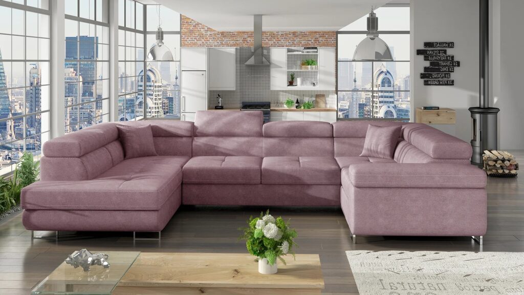 Narożnik rozkładany Letto w tkaninie Soro-61 z funkcją spania i pojemnikiem na pościel