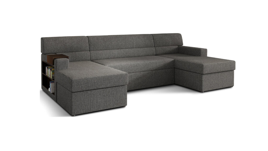 Narożnik rozkładany Markos w tkaninie Lars-99 w kształcie litery U do przestronnego salonu