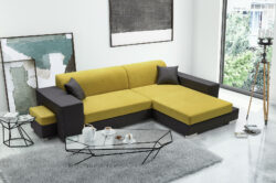 Narożnik rozkładany Madagaskar w tkaninie Aston-12 i Santiago-96, prawostronny, nowoczesny design