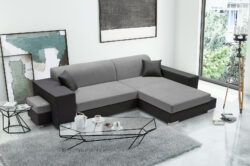 Narożnik rozkładany Madagaskar w tkaninie Aston-16 i Santiago-96, prawostronny, nowoczesny design