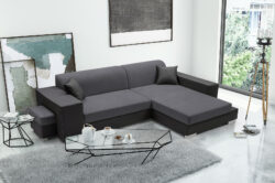 Narożnik rozkładany Madagaskar w tkaninie Aston-12 i Santiago-96, prawostronny, nowoczesny design