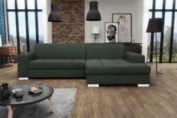 Narożnik rozkładany Mistral w tkaninie Sawana-05 w nowoczesnym salonie