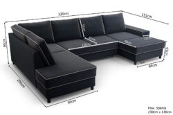 Narożnik rozkładany Oxana w tkaninie Matt Velvet-97 z wymiarami 320x90x200 cm i funkcją spania