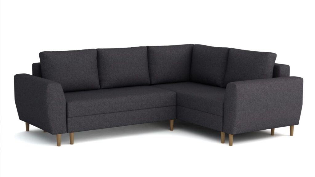 Narożnik rozkładany Qubus H1 w tkaninie Sawana-05 z funkcją spania i pojemnikiem na pościel