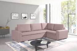 Narożnik rozkładany Tia w tkaninie Inari-94 z chromowanymi nóżkami, nowoczesny i minimalistyczny design