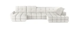 Sofa Tollo XL w nowoczesnym salonie, tapicerowana w jasnoszarym kolorze
