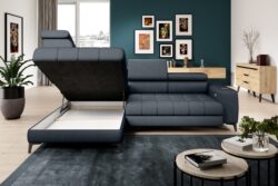 Nowoczesne łóżko tapicerowane Baggio Letto 79 z funkcją spania w stylowym wnętrzu