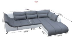 Narożnik nierozkładany Axe tapicerowany tkaniną Inari-94 i Soft-17 w nowoczesnym salonie
