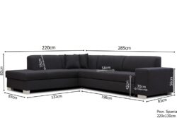 Narożnik rozkładany Diego w tkaninie Sun-91 o wymiarach 285x80x220 cm z funkcją spania i pojemnikiem na pościel