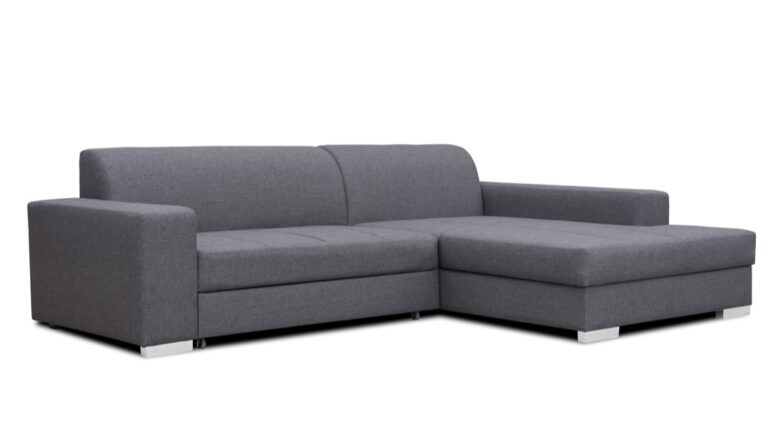 Narożnik rozkładany Mistral w tkaninie Sawana-05 w nowoczesnym salonie