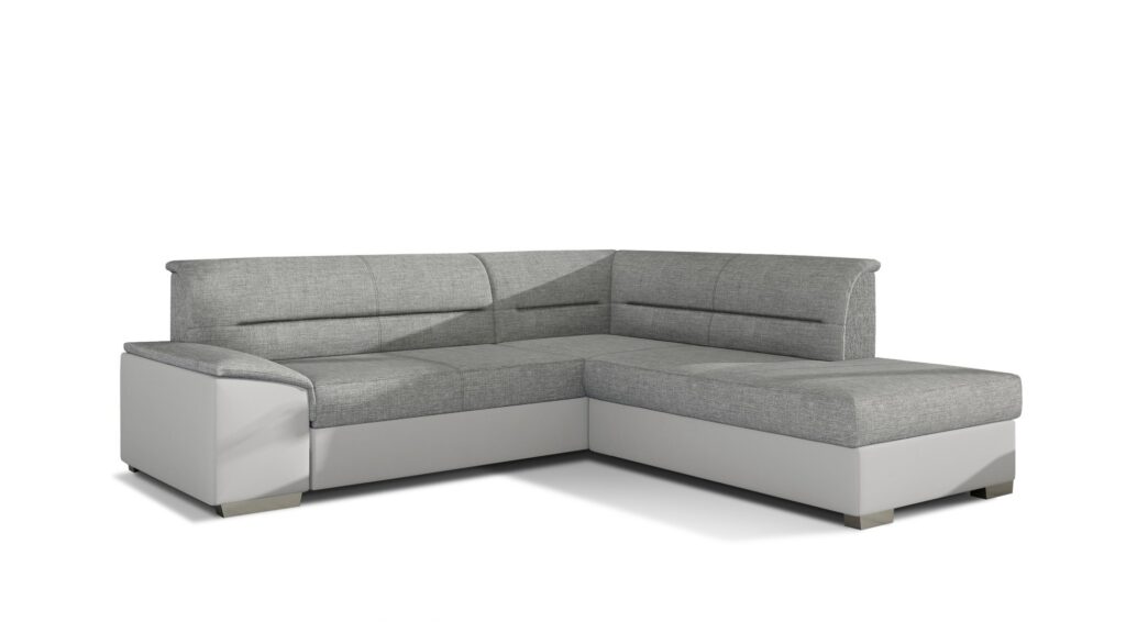 Narożnik rozkładany Verso w tkaninie Sawana 14soft z funkcją spania i pojemnikiem na pościel