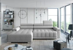 Nowoczesna sofa Campo Mini 2021 w jasnoszarym kolorze z funkcją spania w sklepie Meble Wawrzyniak