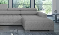 Nowoczesna sofa Campo XL w jasnoszarym kolorze na tle minimalistycznego wnętrza
