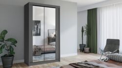 Szafa przesuwna Lux 120 w kolorze szarym z lustrem na drzwiach, nowoczesny design