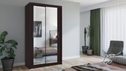 Szafa przesuwna Lux 120 w kolorze wenge z drzwiami przesuwnymi i lustrem, nowoczesny design