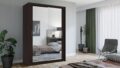 Szafa przesuwna Lux 150 w kolorze wenge z drzwiami z lustrem, nowoczesny design