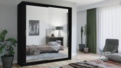 Szafa przesuwna Lux 203 w kolorze czarnym z drzwiami z lustrem, nowoczesny design