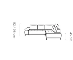 Nowoczesna sofa tapicerowana w jasnym salonie z dekoracyjnymi poduszkami i stolikiem kawowym