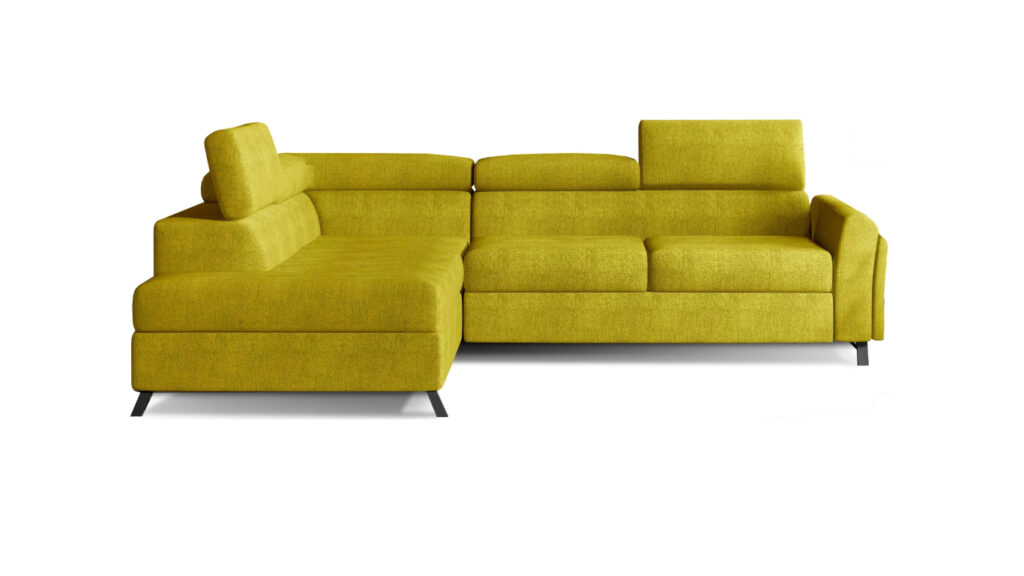 Narożnik rozkładany Kairos w tkaninie Omega-68 z funkcją spania i pojemnikiem na pościel