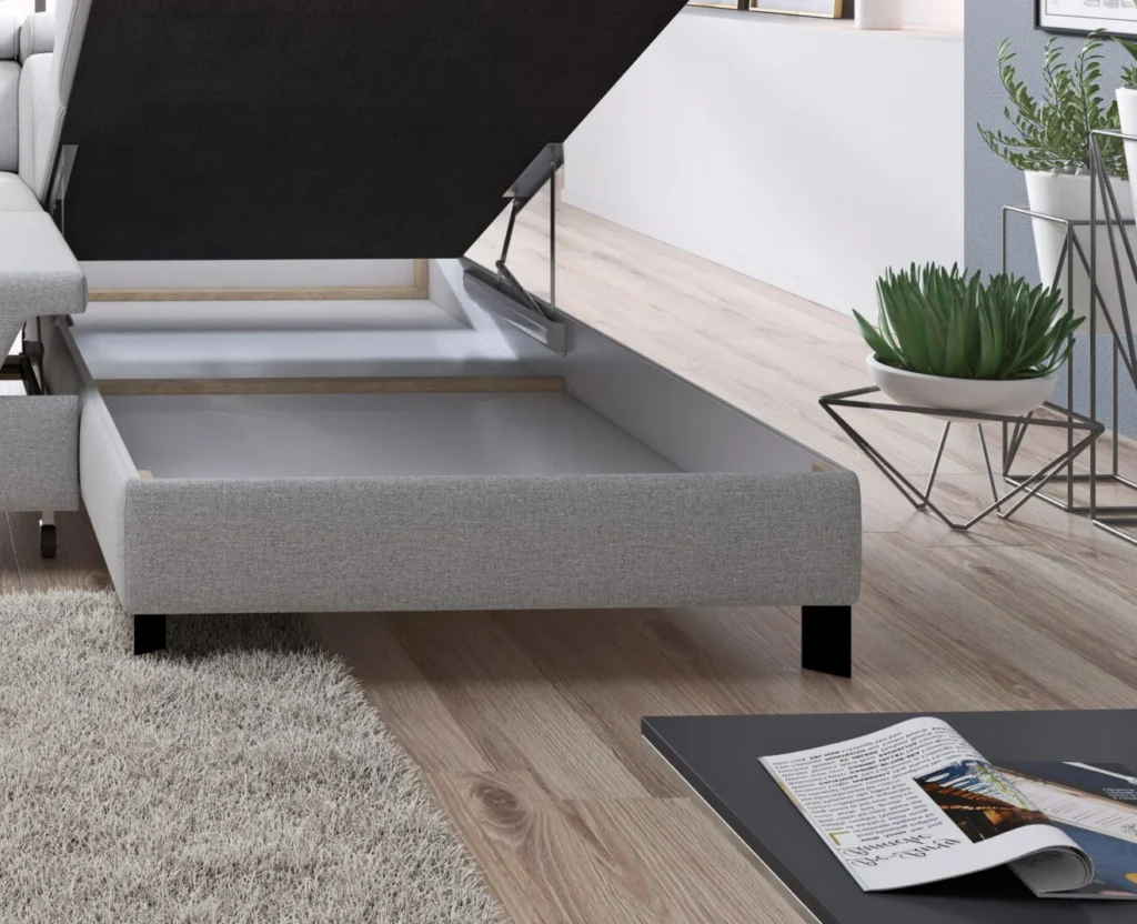 Narożnik rozkładany Molina L w tkaninie Monolith-84 z metalowymi nóżkami i regulowanymi zagłówkami