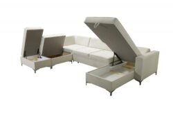 Narożnik U rozkładany Adonis IV w tkaninie Magic Velvet-2250 w nowoczesnym salonie