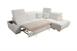 Narożnik rozkładany Ricotti VII w nowoczesnym stylu z funkcją spania i pojemnikami na pościel