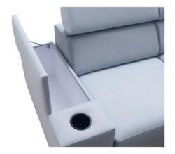 Narożnik rozkładany Solvato II w nowoczesnym stylu z chromowanymi nóżkami i barem, dostępny w różnych tkaninach