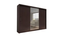 Szafa przesuwna Peso 250 w kolorze wenge z lustrem, nowoczesny design, funkcjonalne wnętrze