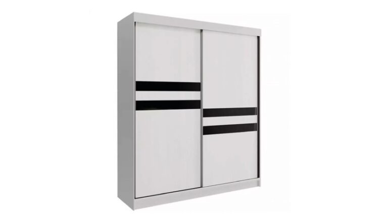 Biała szafa przesuwna Asturia o szerokości 150 cm w nowoczesnym, minimalistycznym stylu