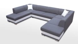 Narożnik rozkładany Darco U w tkaninie Inari-82 i Soft-17 z funkcją spania i pojemnikiem na pościel