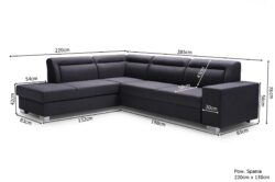 Narożnik rozkładany Daver w tkaninie Inari-94 z wymiarami 285x87x220 cm na białym tle