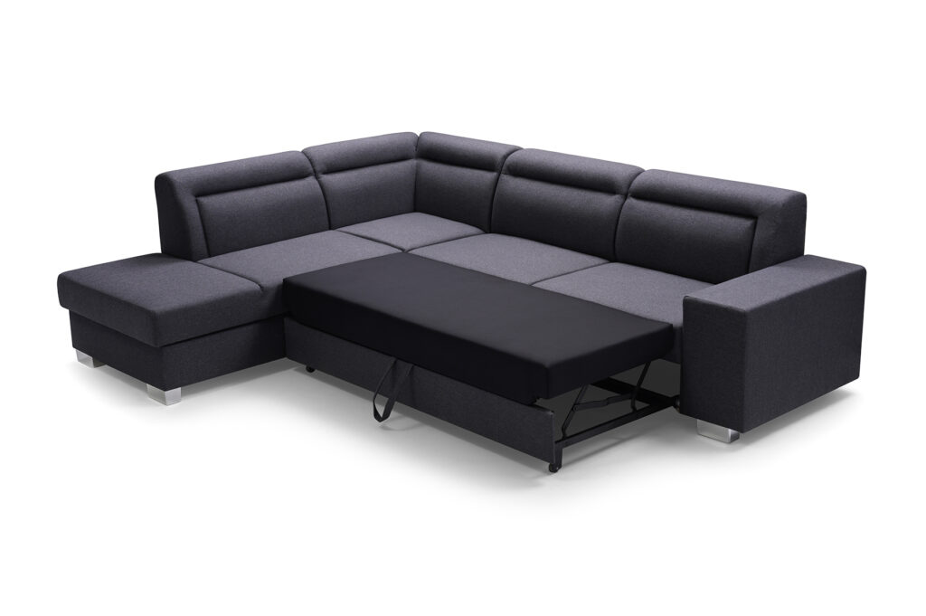 Narożnik rozkładany Daver w tkaninie Inari-94 z funkcją spania i pojemnikiem na pościel