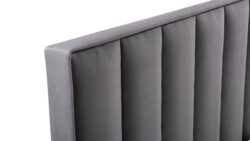 Łóżko tapicerowane Lahti 120x200 w tkaninie Kronos-22 z wysokim wezgłowiem i pojemnikiem na pościel