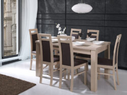Stół rozkładany S6 120x80 cm z wkładką 40 cm, blat laminowany z obrzeżem PCV, nogi z drewna bukowego