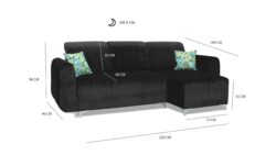 Narożnik rozkładany Alpine z metalowymi nóżkami i pojemnikiem na pościel w nowoczesnym wnętrzu