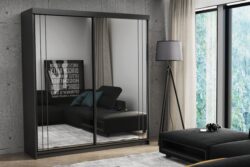 Szafa przesuwna Smart 150 z lustrzanymi drzwiami i białym korpusem z płyty laminowanej