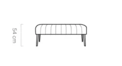 Tapicerowany puf Alto w tkaninie Ilias-2 z czarnymi metalowymi nogami, nowoczesny i lekki design